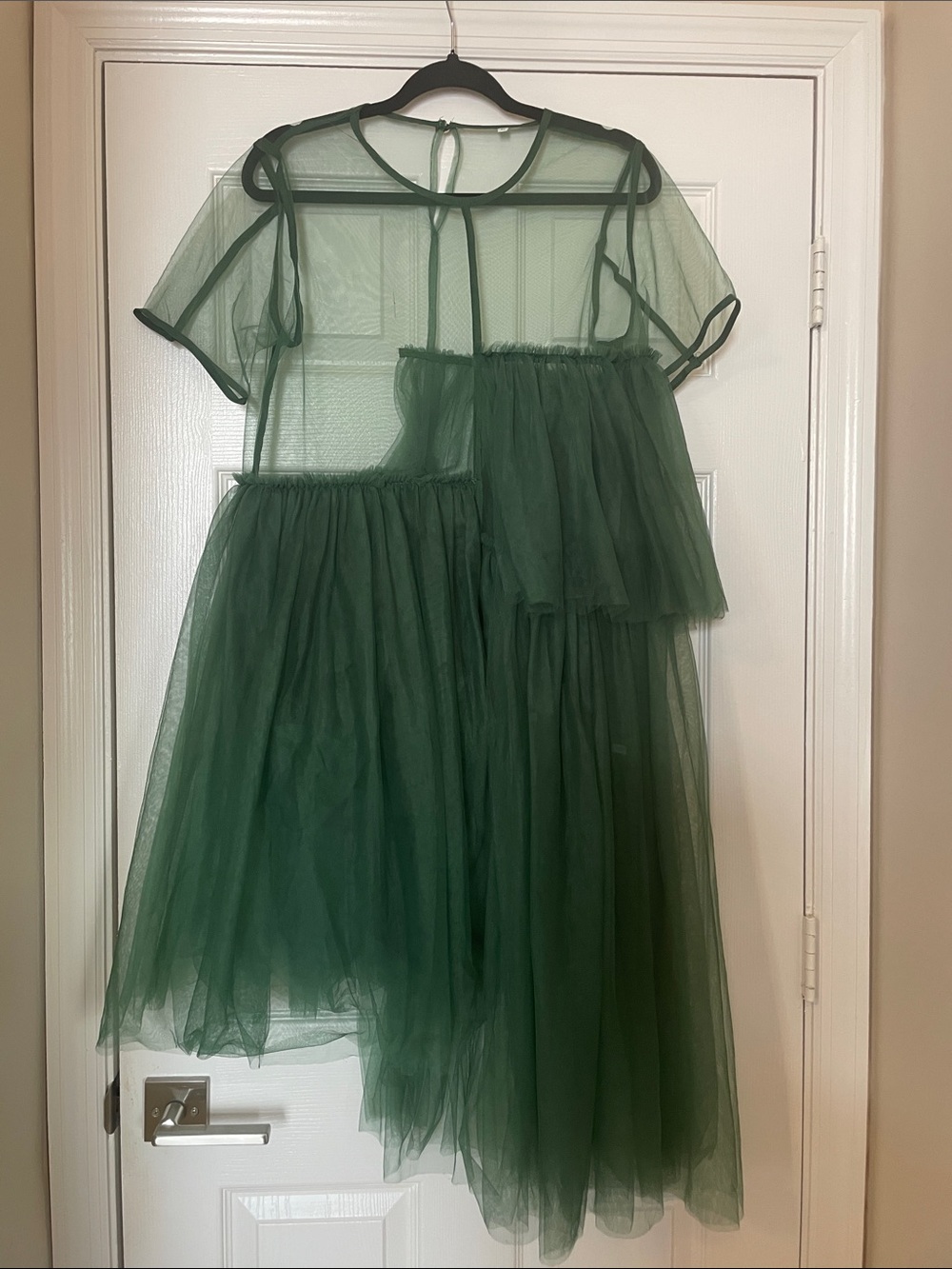 Dark Green Sheer Tulle Layered Dress